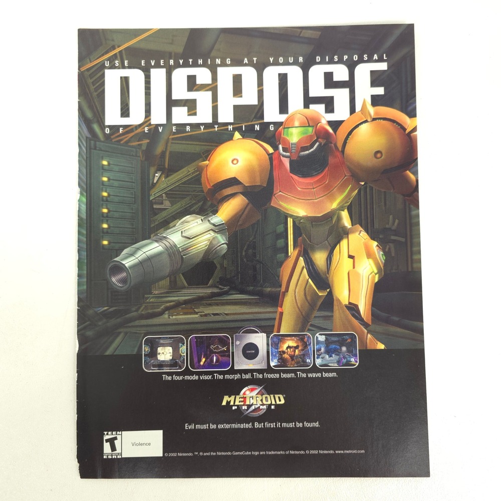 Vintage Metroid Prime Nintendo GameCube Video Game Print Ad Gaming Room Decor